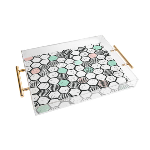 Dash and Ash Honeycomb block print Acrylic Tray