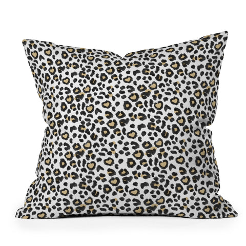Dash and Ash Leopard Heart Outdoor Throw Pillow