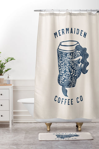 Dash and Ash Mermaiden Coffee Co Shower Curtain And Mat