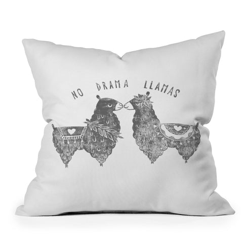 Dash and Ash No Drama Llamas Outdoor Throw Pillow