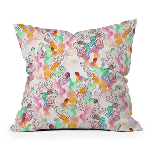 Dash and Ash Over the Rainbow Cactus Outdoor Throw Pillow