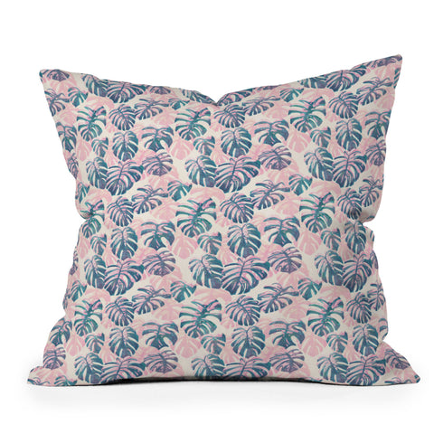 Dash and Ash Pinky Palms Outdoor Throw Pillow