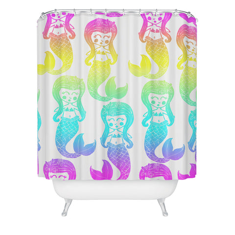 Dash and Ash Rainbow Mermaids Shower Curtain