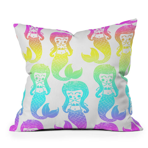 Dash and Ash Rainbow Mermaids Throw Pillow