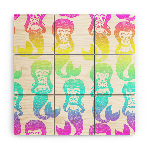 Dash and Ash Rainbow Mermaids Wood Wall Mural
