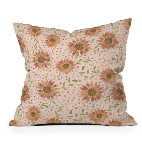 Dash and Ash Rainbow Sunflower Outdoor Throw Pillow