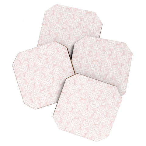 Dash and Ash Rose Bud Mud Cloth Coaster Set