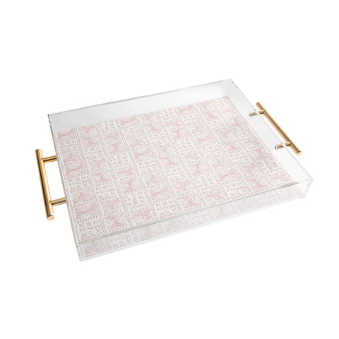 Dash and Ash Rose Bud Mud Cloth Acrylic Tray