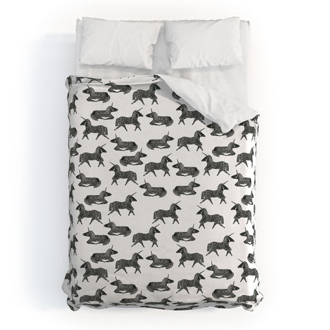 Dash and Ash Sleepy Unicorn Neutral Duvet Cover