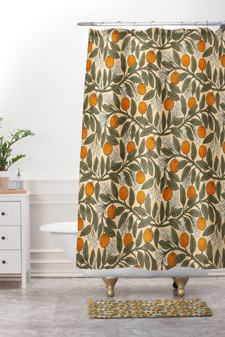De Koro Art Nouveau Oranges Shower Curtain And Mat