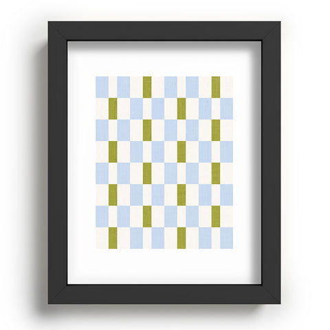De Koro checkered blue and chartreuse Recessed Framing Rectangle