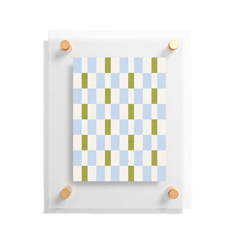 De Koro checkered blue and chartreuse Floating Acrylic Print