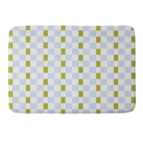 De Koro checkered blue and chartreuse Memory Foam Bath Mat