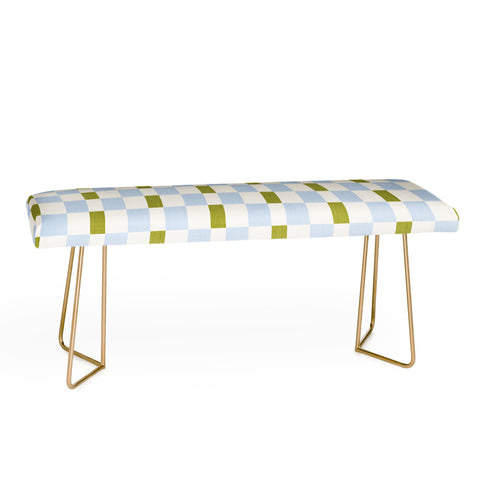 De Koro checkered blue and chartreuse Bench