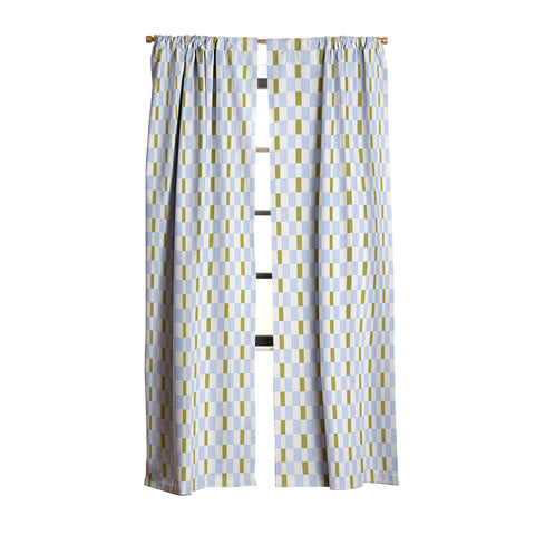 De Koro checkered blue and chartreuse Blackout Window Curtain