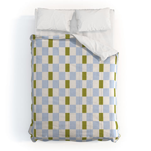 De Koro checkered blue and chartreuse Comforter