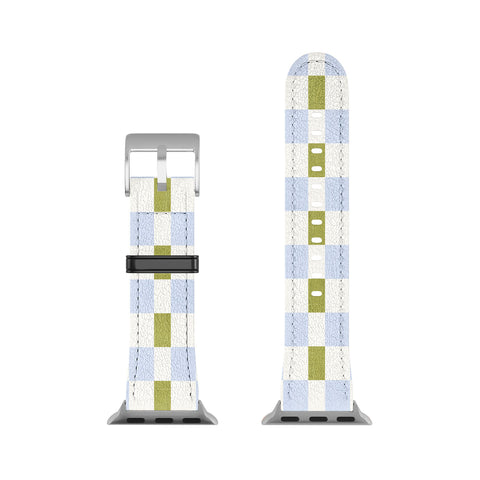 De Koro checkered blue and chartreuse Apple Watch Band