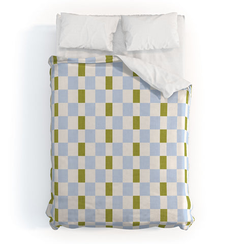 De Koro checkered blue and chartreuse Duvet Cover