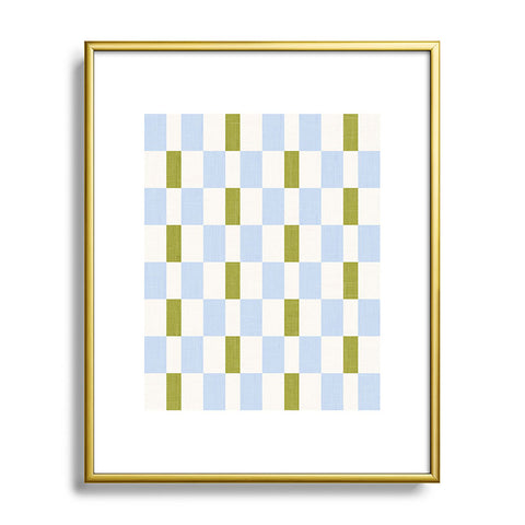 De Koro checkered blue and chartreuse Metal Framed Art Print
