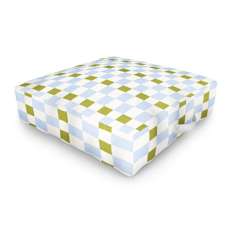 De Koro checkered blue and chartreuse Outdoor Floor Cushion