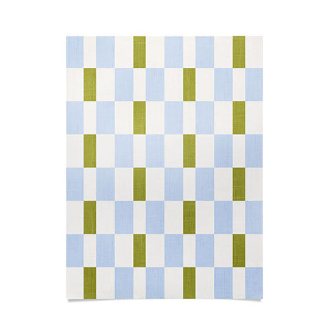 De Koro checkered blue and chartreuse Poster