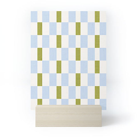 De Koro checkered blue and chartreuse Mini Art Print