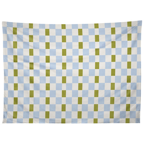 De Koro checkered blue and chartreuse Tapestry