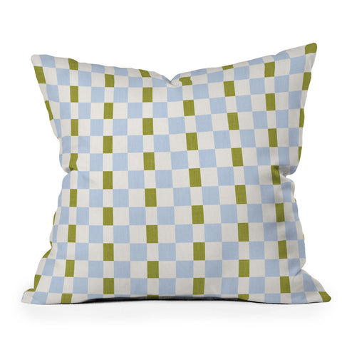 De Koro checkered blue and chartreuse Throw Pillow