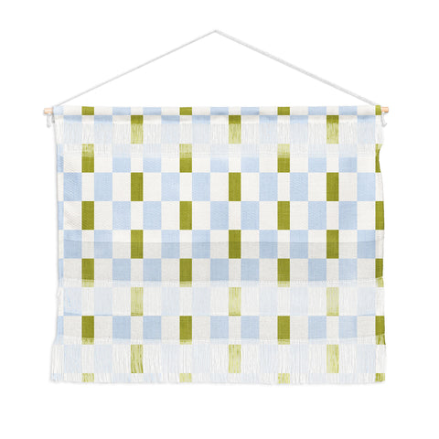 De Koro checkered blue and chartreuse Wall Hanging Landscape