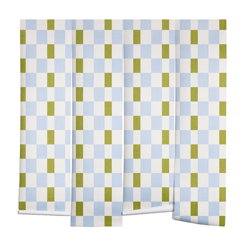 De Koro checkered blue and chartreuse Wall Mural