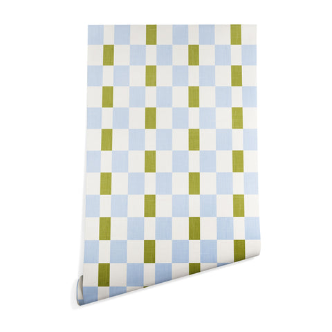 De Koro checkered blue and chartreuse Wallpaper