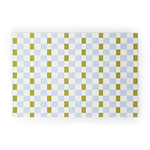 De Koro checkered blue and chartreuse Welcome Mat