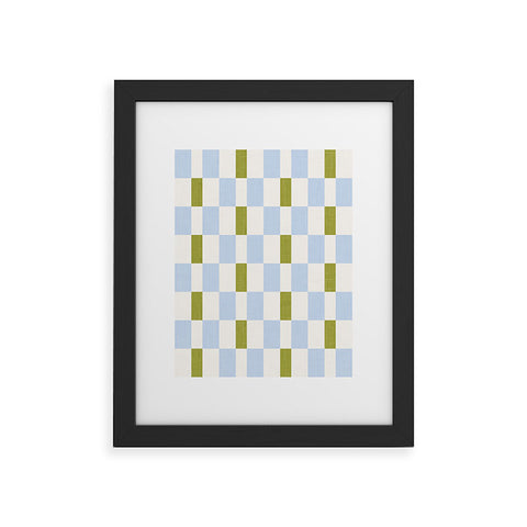 De Koro checkered blue and chartreuse Framed Art Print