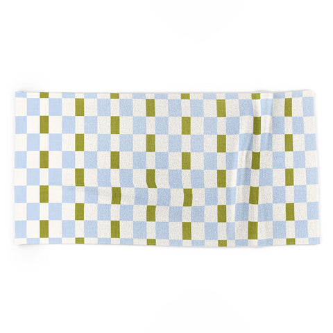 De Koro checkered blue and chartreuse Beach Towel