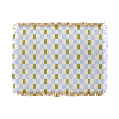 De Koro checkered blue and chartreuse Throw Blanket