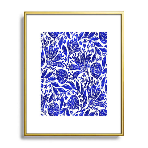 De Koro Fig Garden Blues Metal Framed Art Print