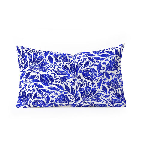 De Koro Fig Garden Blues Oblong Throw Pillow