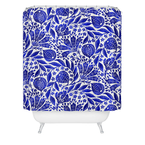 De Koro Fig Garden Blues Shower Curtain