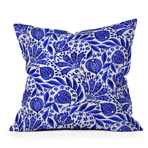 De Koro Fig Garden Blues Throw Pillow
