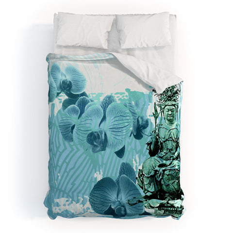 Deb Haugen Garden Corner Turquoise Duvet Cover