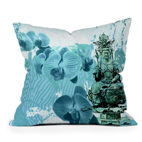 Deb Haugen Garden Corner Turquoise Outdoor Throw Pillow