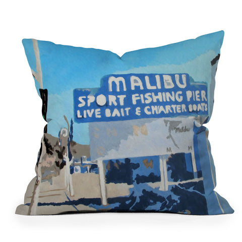 Deb Haugen Malibu Pier Outdoor Throw Pillow