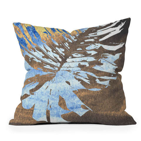 Deb Haugen Monstera Gold Outdoor Throw Pillow