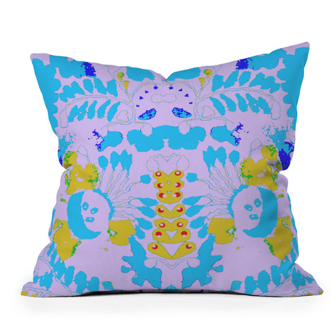 Deb Haugen organic print purple Outdoor Throw Pillow