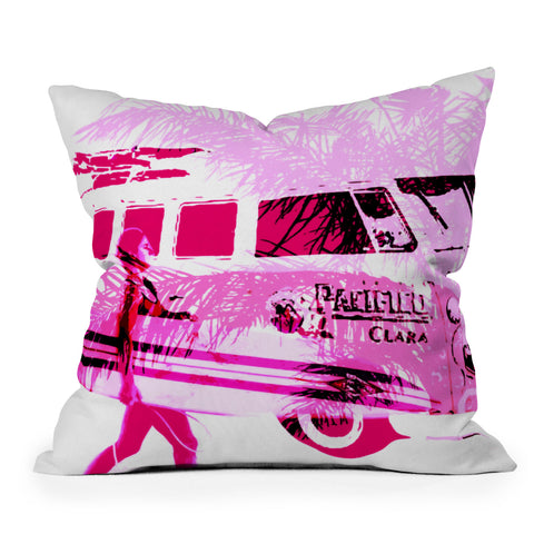 Deb Haugen Pink Surfergirl Outdoor Throw Pillow