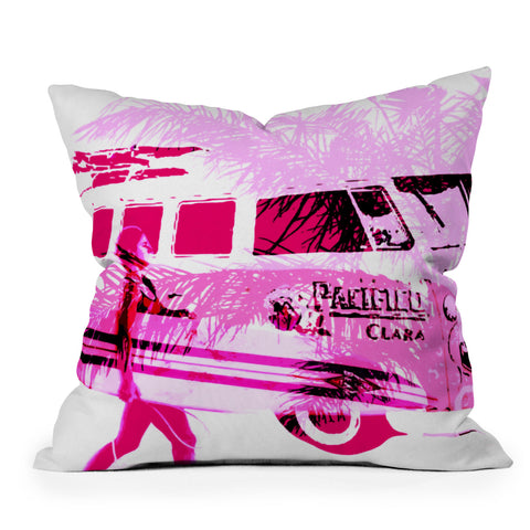 Deb Haugen Pink Surfergirl Outdoor Throw Pillow