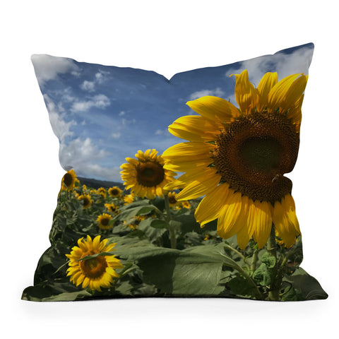 Deb Haugen sunflower love Outdoor Throw Pillow