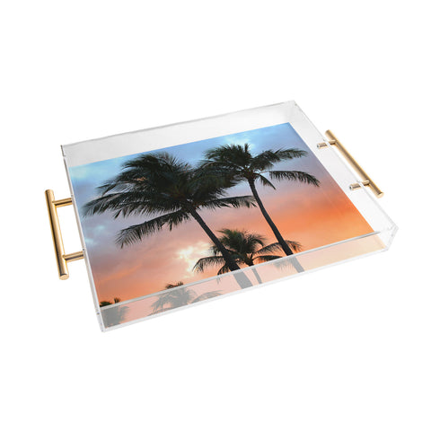 Deb Haugen sunset palm Acrylic Tray