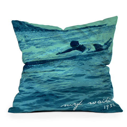 Deb Haugen Surf Waikiki Outdoor Throw Pillow