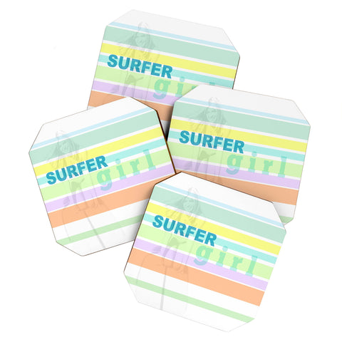 Deb Haugen Surfergirl Stripe Coaster Set